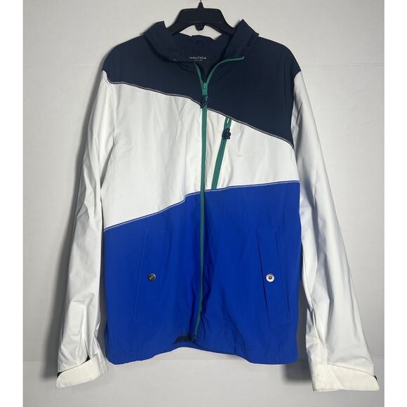Nautica Pieced Color Blocked Men’s Large Waterproof Full-Zip Bomber Jacket - Picture 1 of 7